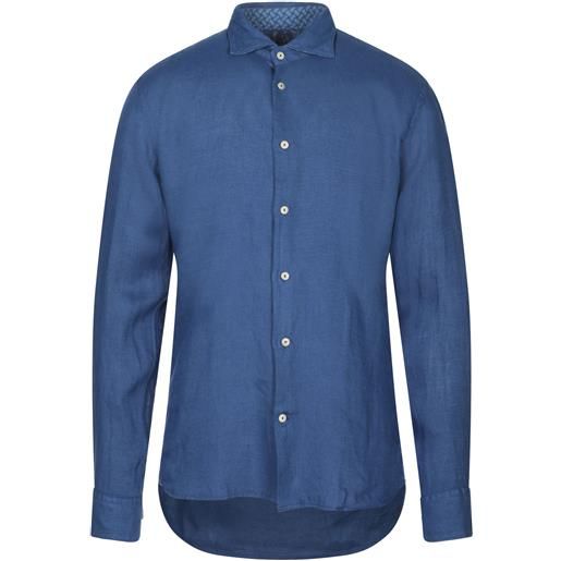 DRUMOHR - camicia in lino - blu