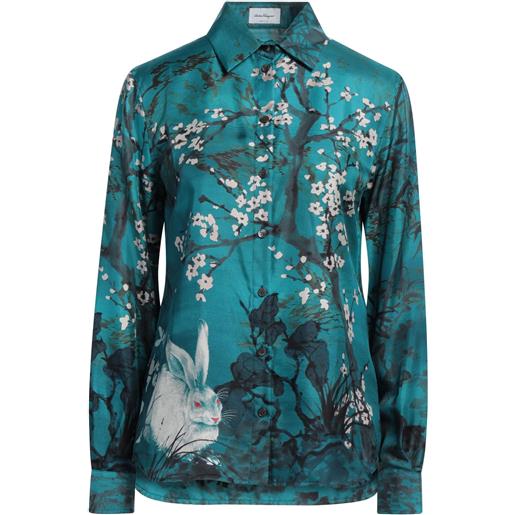 FERRAGAMO - camicie e bluse fantasia - verde petrolio