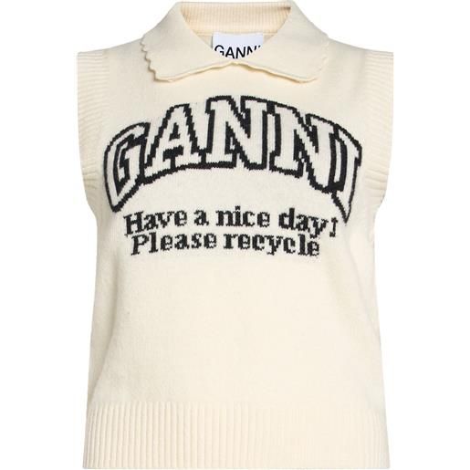 GANNI - maglia gilet - panna