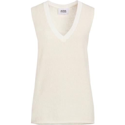 ALPHA STUDIO - maglia gilet - panna