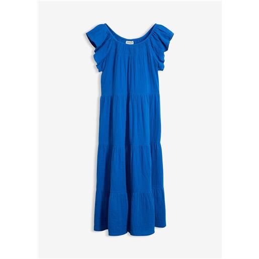 bonprix abito midi in mussola di puro cotone-blu