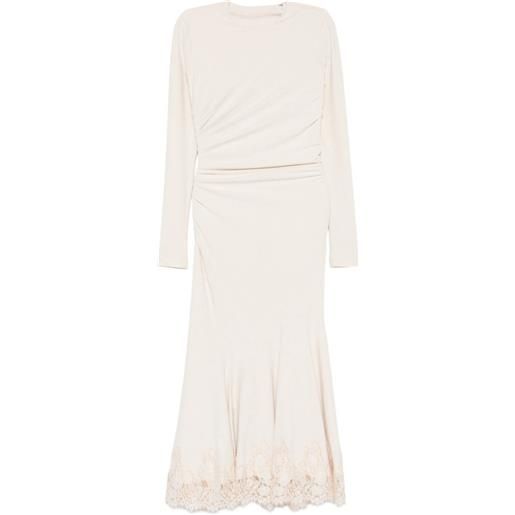 Alberta Ferretti abito midi con ruches - toni neutri