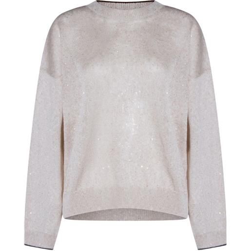 Brunello Cucinelli maglione con paillettes - toni neutri