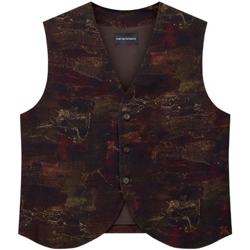 Emporio Armani gilet con stampa astratta e perline - marrone