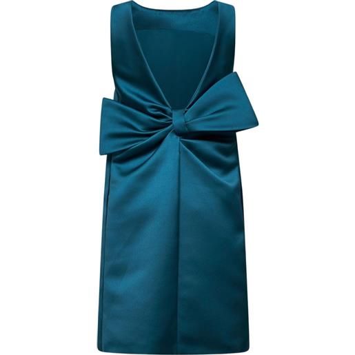 Max Mara abito corto smanicato con fiocco - blu