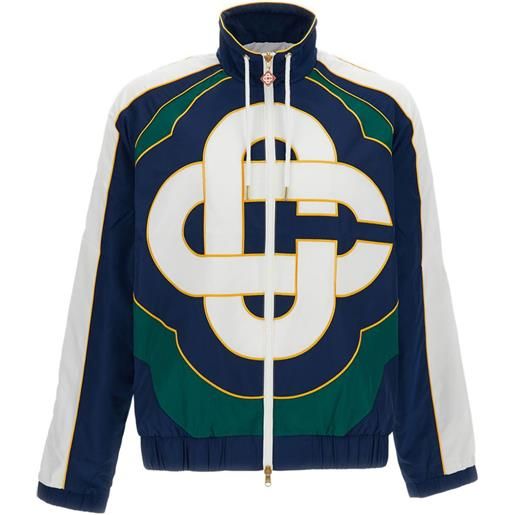 Casablanca cappotto con cappuccio e logo - blu