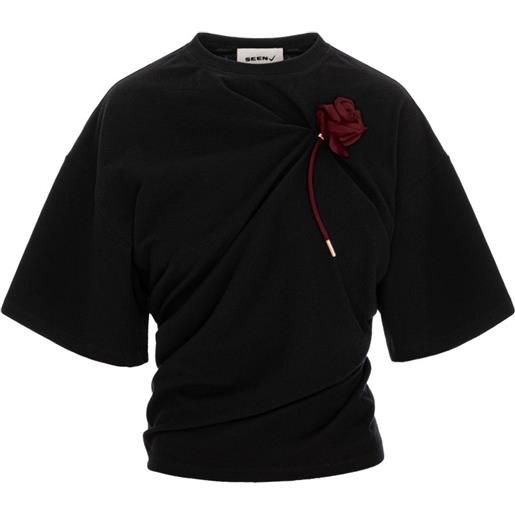 Seen Users t-shirt asimmetrica - nero