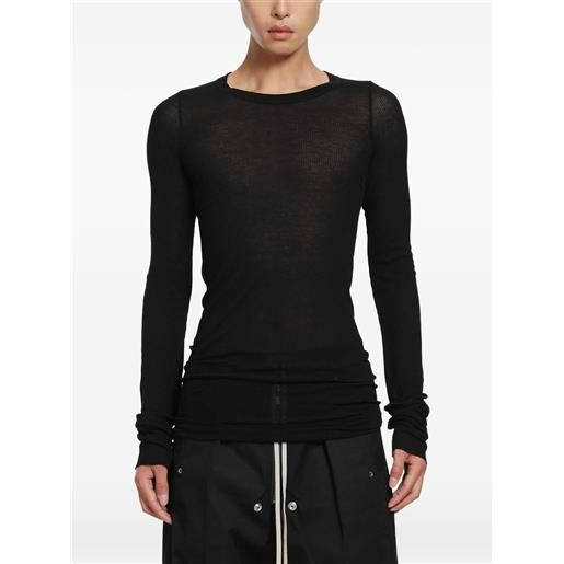 Rick Owens t-shirt tower a coste con maniche lunghe - nero