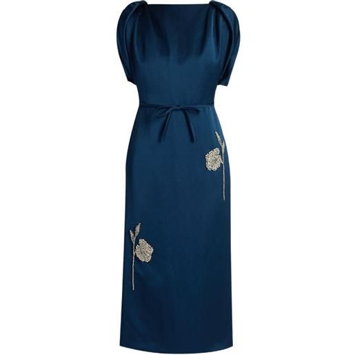 ERDEM abito midi in raso con ricamo - blu