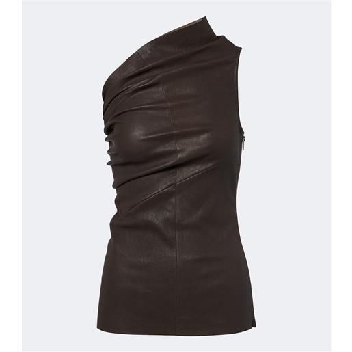 Rick Owens top athena in pelle e cotone