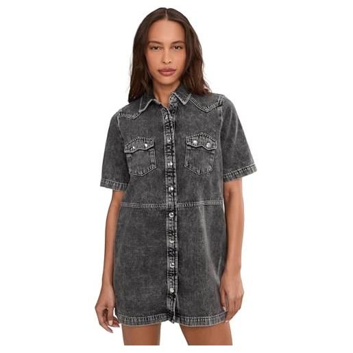 AllSaints abito in denim rock da donna abito lungo, grigio lavato, uk 14/us 10