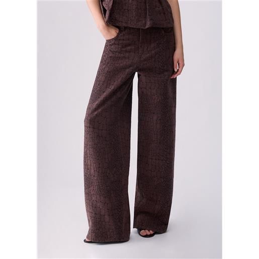 Liu jo pantaloni balloon jacquard, marrone