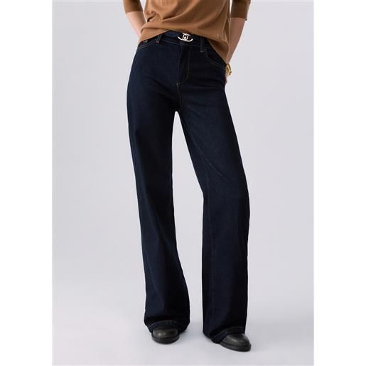 Liu jo jeans flare con cintura, denim scuro