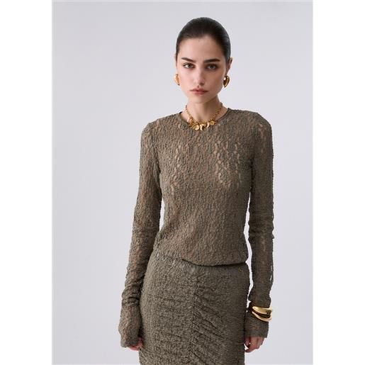 Liu jo top in pizzo stretch, verde