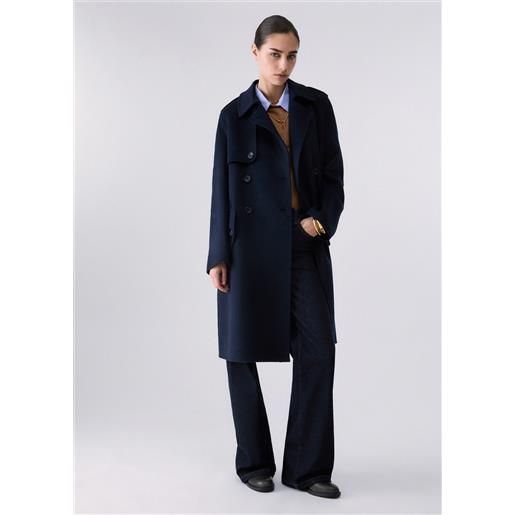 Liu jo cappotto lungo in lana, blu scuro