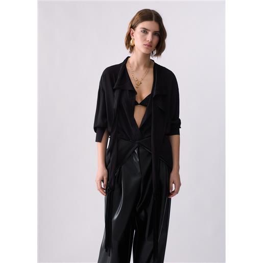 Liu jo camicia con sciarpa, nero