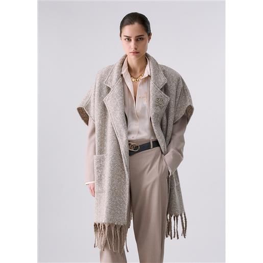 Liu jo poncho lungo jacquard, grigio