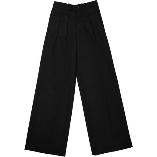 Nine In The Morning pantaloni a gamba ampia con pieghe - nero