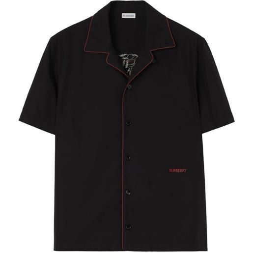 Burberry camicia knight heart in cotone con vestibilità comoda - nero