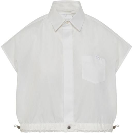 sacai camicia in popeline con coulisse - bianco
