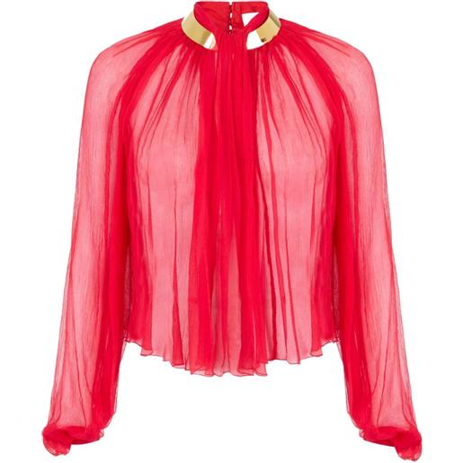 Elisabetta Franchi blusa in crepon con colletto gioiello - rosso