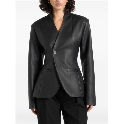 Manière De Voir blazer ina in pelle nera con vita stretta - nero