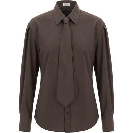 Brunello Cucinelli camicia a maniche lunghe - marrone