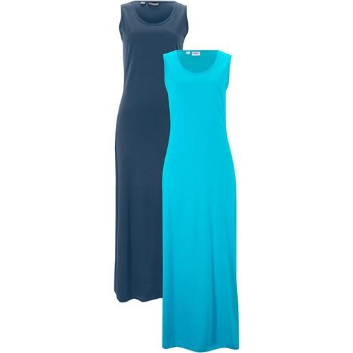 bonprix abito lungo in puro cotone (pacco da 2)-blu