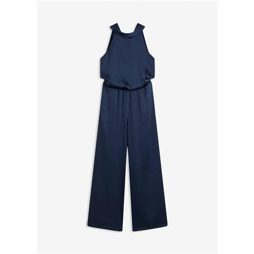 bonprix tuta in satin operato-blu