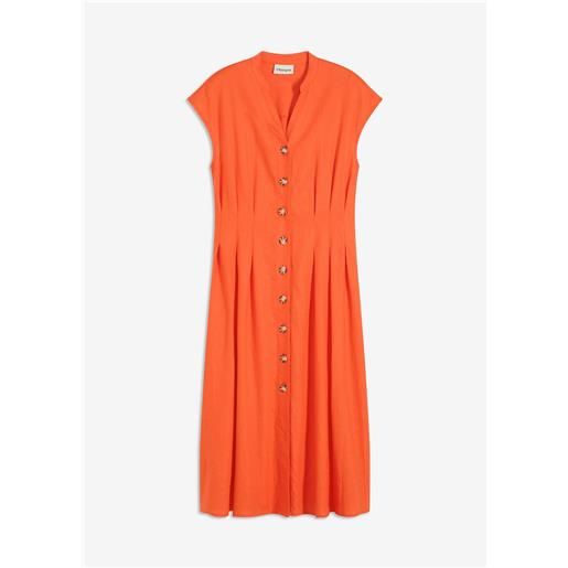 bonprix abito midi in misto lino leggero-rosso