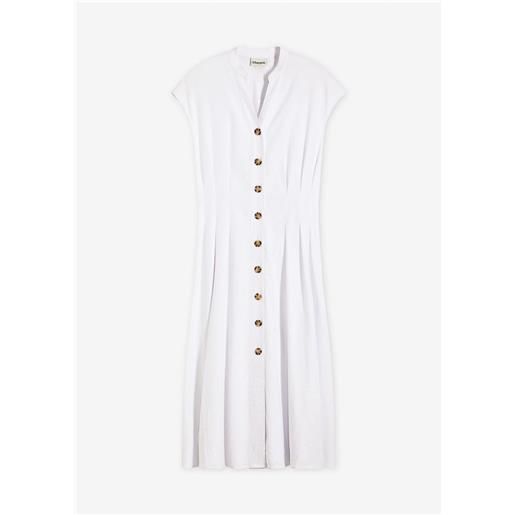 bonprix abito midi in misto lino leggero-bianco