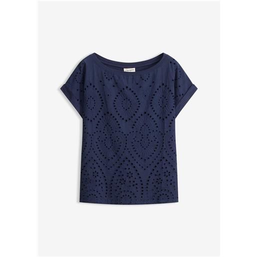 bonprix maglia con pizzo traforato-blu