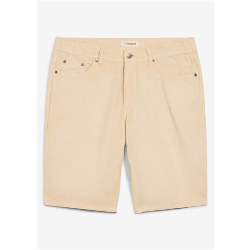 bonprix bermuda elasticizzati leggeri in denim colorato, regular fit-beige