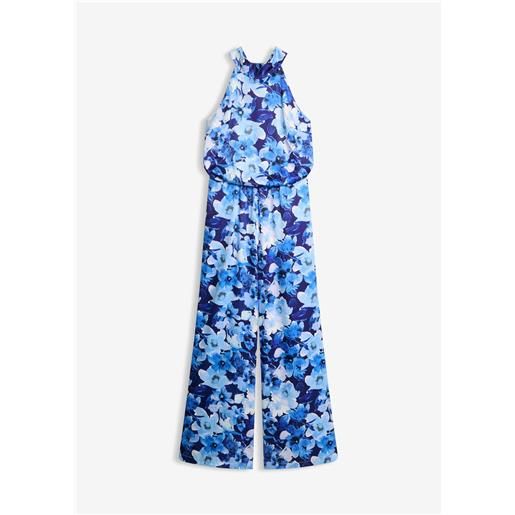 bonprix tuta in satin lucido-blu
