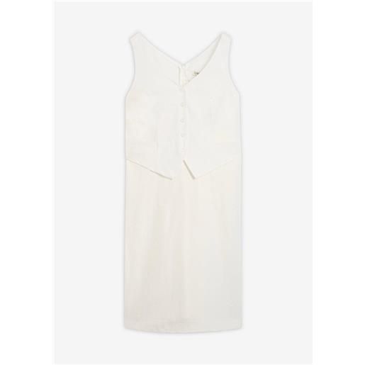 bonprix abito a tubino con effetto gilet e lyocell-bianco