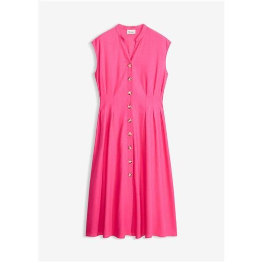 bonprix abito midi in misto lino leggero-fucsia