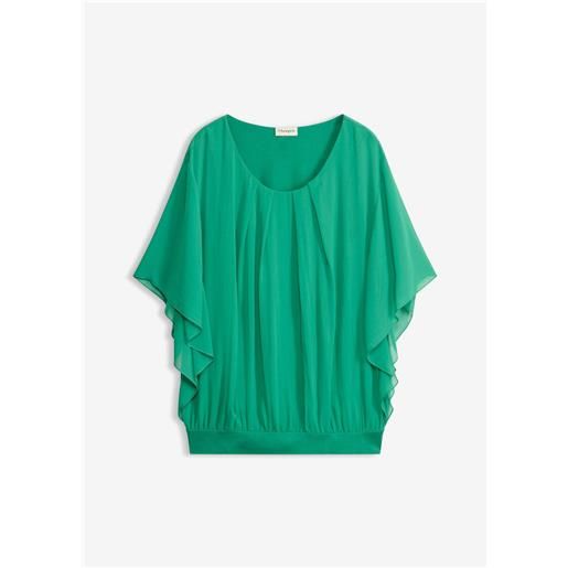 bonprix blusa in chiffon con canotta-verde
