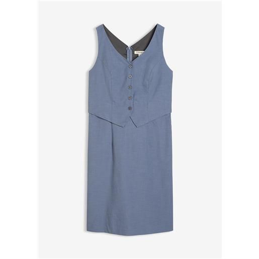 bonprix abito a tubino con effetto gilet e lyocell-blu