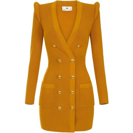 Elisabetta Franchi abito corto in maglia con dettagli tridimensionali - giallo