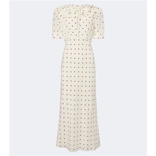 Alessandra Rich abito midi in seta a pois con volant
