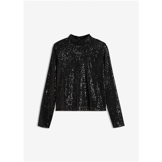 bonprix blusa con paillettes-nero