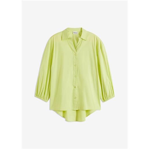 bonprix blusa con fondo asimmetrico e maniche a palloncino-verde