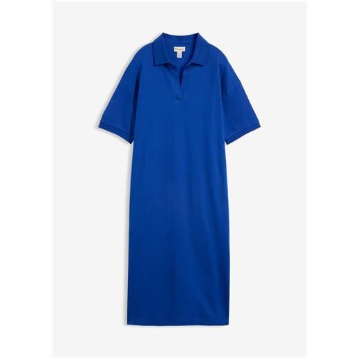 bonprix abito midi in puro cotone biologico con colletto polo-blu