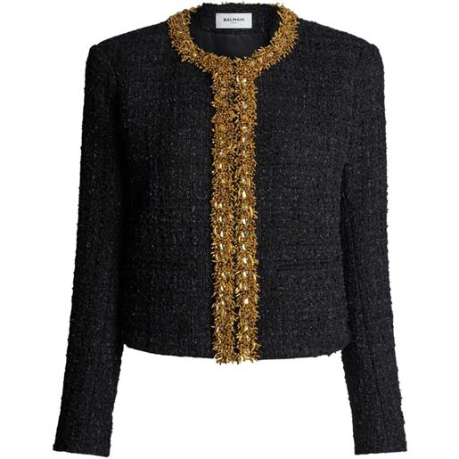 Balmain giacca in tweed con ricamo - nero