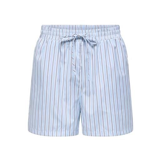 Only striped shorts onlloris-pantaloncini a righe wvn, blu chambray, s donna