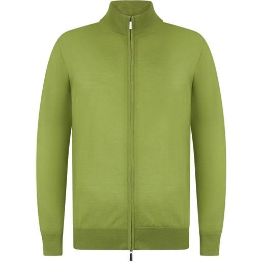 Moorer cardigan casoni-mll a collo alto con zip - verde