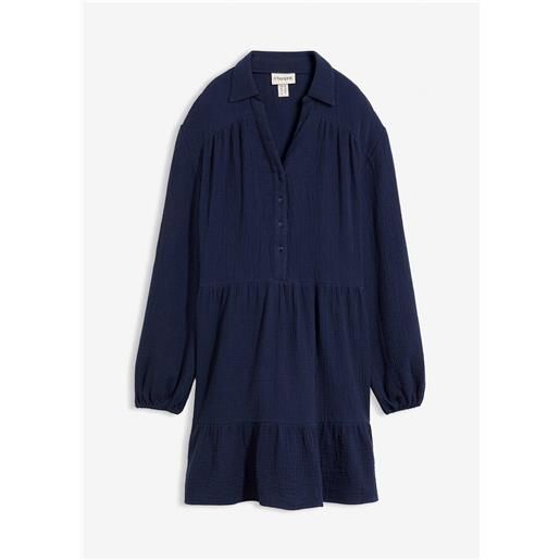 bonprix abito corto a balze in mussola-blu