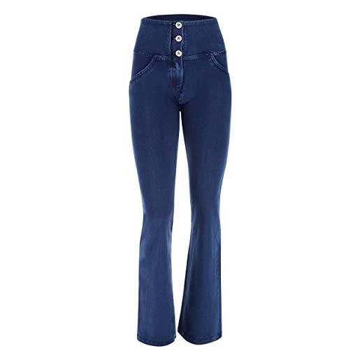 FREDDY - jeggings push up wr. Up® flare vita alta in cotone organico, denim scuro, small