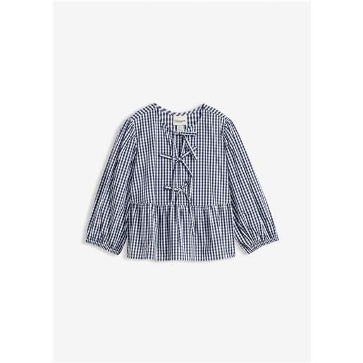bonprix blusa con allacciatura a fiocchetti-blu