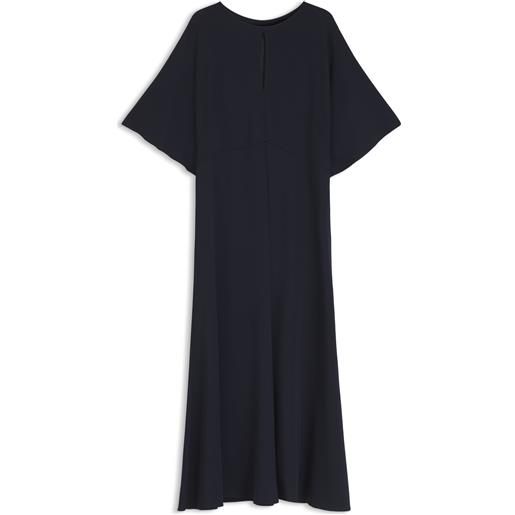 BOSS vestito business lungo in crêpe elasticizzato, blu scuro